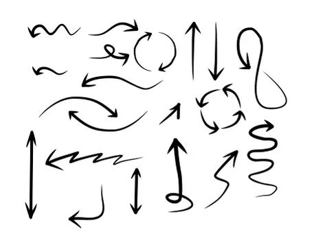 Set of abstract arrow doodle scribble vector illustration set set Stock Illustration