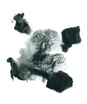 Set of abstract asymmetrical fluffy black spots with wavy texture Stock Illustration