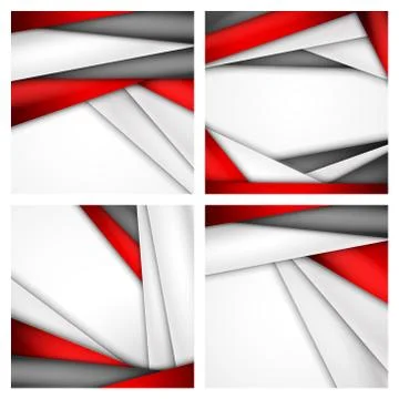 Set Abstract background of red, white and black origami paper. Vector Stock Illustration