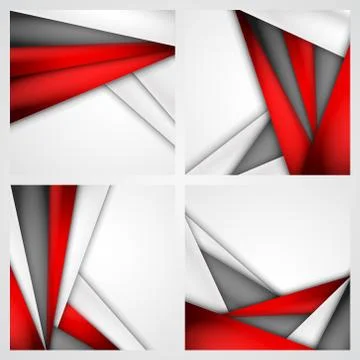 Set Abstract background of red, white and black origami paper. Vector Stock Illustration