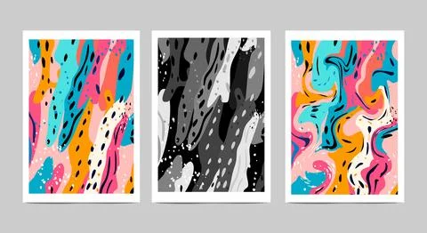 Set of abstract backgrounds from colored spots Stock Illustration