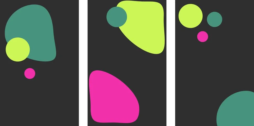 A set of abstract backgrounds. Dark template with bright shapes. Illustrazione stock