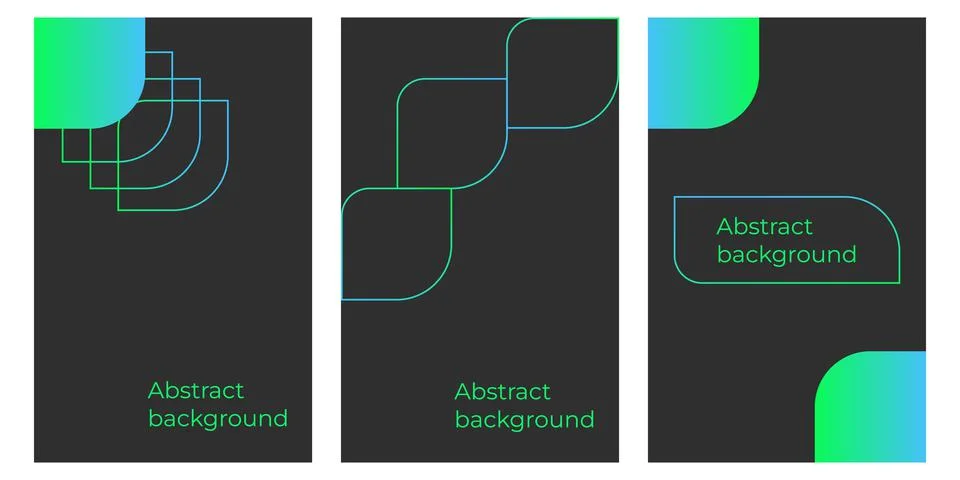 A set of abstract backgrounds. Dark templates with bright elements. Illustrazione stock