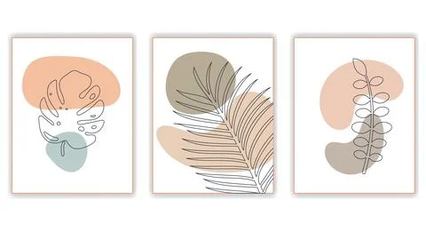 Set of abstract backgrounds, geometric elements and shapes, leaves and flowers Stock Illustration