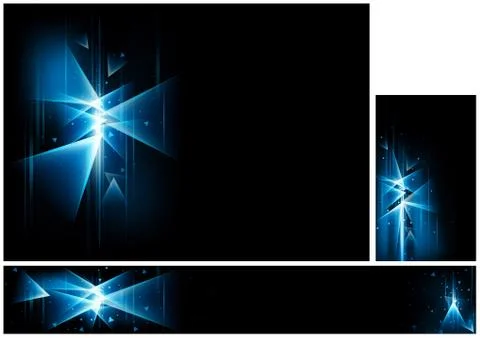 Set of Abstract Backgrounds with Glowing Triangles Stock Illustration