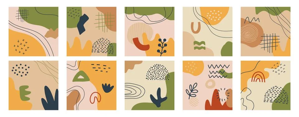 Set of Abstract backgrounds. Hand drawn shapes Illustrazione stock