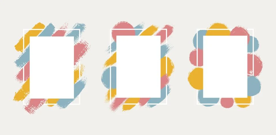 A set of abstract backgrounds. Ink brush strokes with uneven edges. Illustration Stock Illustration