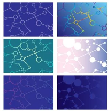Set of abstract backgrounds of intersecting lines and circles Stock Illustration