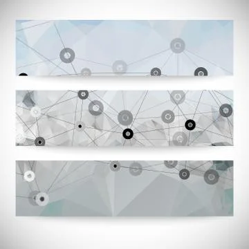 Set of abstract backgrounds, molecule structure, triangle design vector Stock Illustration