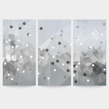 Set of abstract backgrounds, molecule structure, triangle design vector Stock Illustration