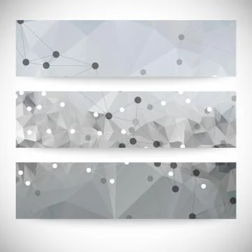 Set of abstract backgrounds, molecule structure, triangle design vector Illustrazione stock