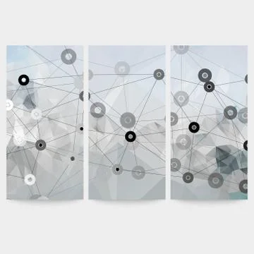 Set of abstract backgrounds, molecule structure, triangle design vector Illustrazione stock