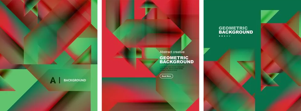 Set of abstract backgrounds. Overlapping geometric elements composition. Vector イラスト素材