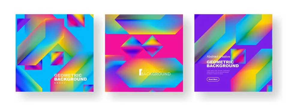 Set of abstract backgrounds. Overlapping geometric elements composition. Vector Illustrazione stock