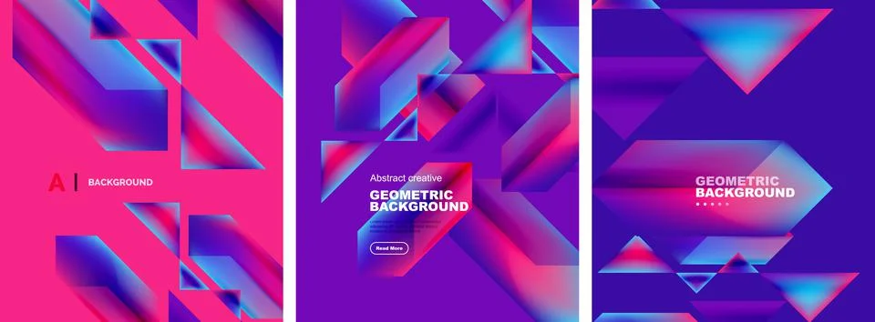 Set of abstract backgrounds. Overlapping geometric elements composition. Vector 스톡 일러스트