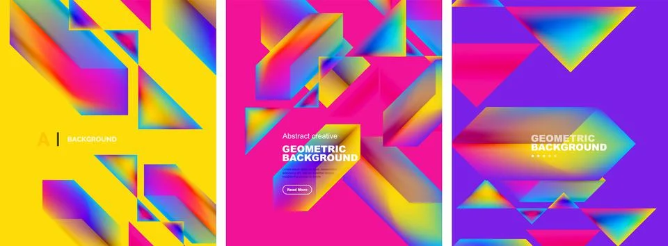 Set of abstract backgrounds. Overlapping geometric elements composition. Vector Stock Illustration