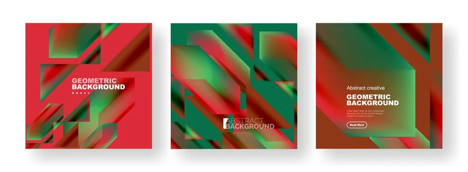 Set of abstract backgrounds. Overlapping geometric elements composition. Vector Illustrazione stock