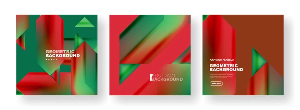 Set of abstract backgrounds. Overlapping geometric elements composition. Vector Illustrazione stock