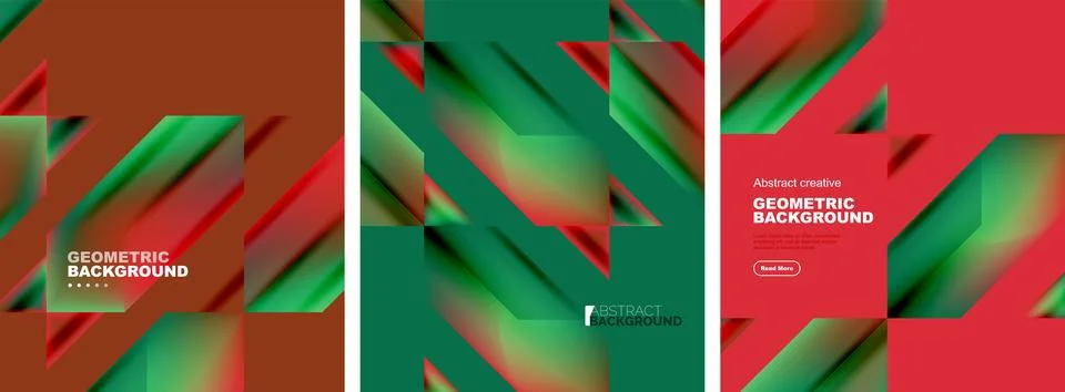 Set of abstract backgrounds. Overlapping geometric elements composition. Vector Illustrazione stock