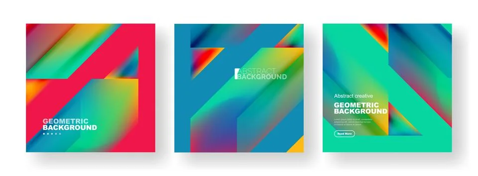 Set of abstract backgrounds. Overlapping geometric elements composition. Vector 스톡 일러스트