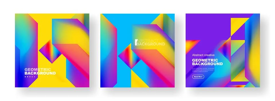 Set of abstract backgrounds. Overlapping geometric elements composition. Vector 스톡 일러스트