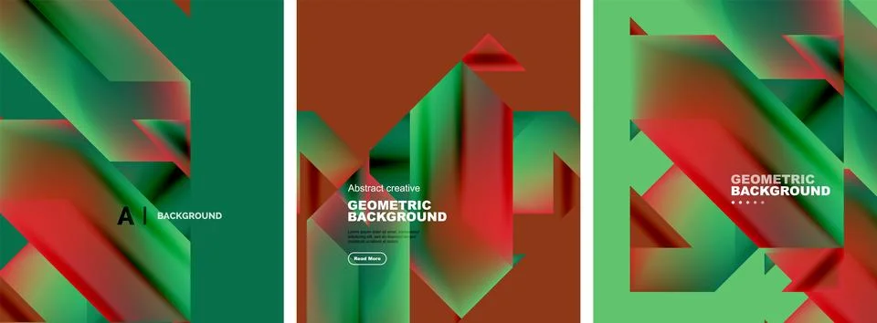 Set of abstract backgrounds. Overlapping geometric elements composition. Vector イラスト素材