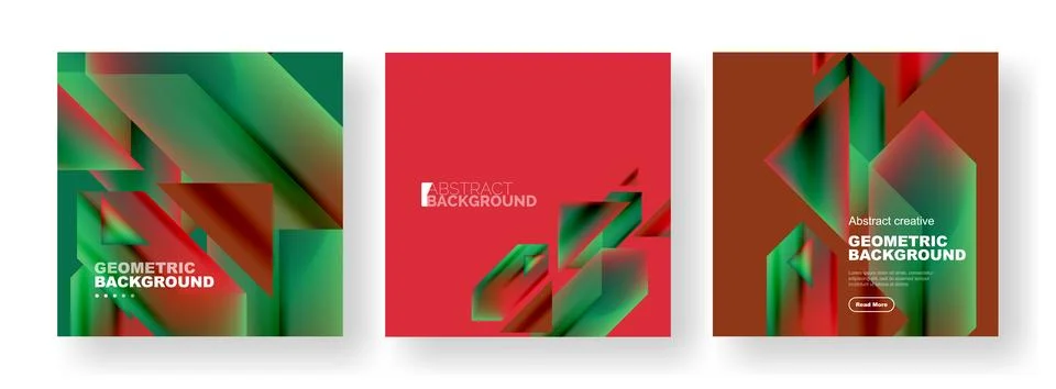 Set of abstract backgrounds. Overlapping geometric elements composition. Vector Stock Illustration