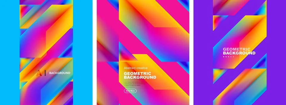 Set of abstract backgrounds. Overlapping geometric elements composition. Vector 스톡 일러스트