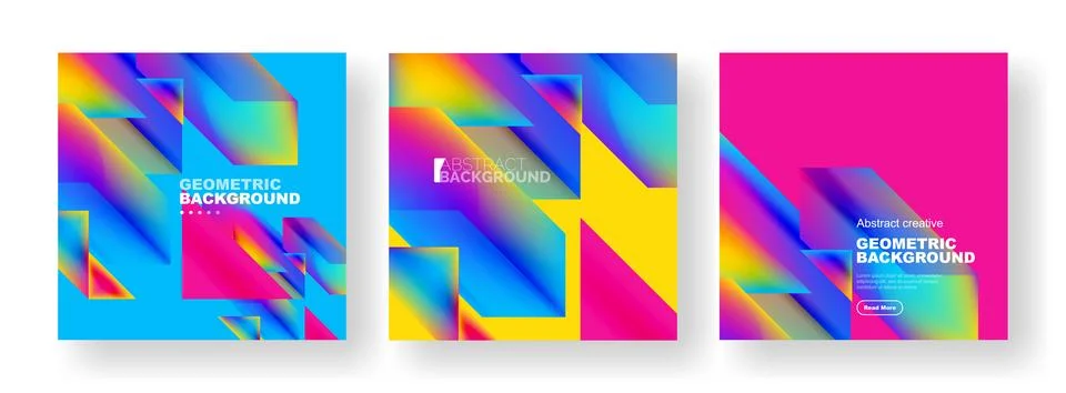 Set of abstract backgrounds. Overlapping geometric elements composition. Vector Stock Illustration