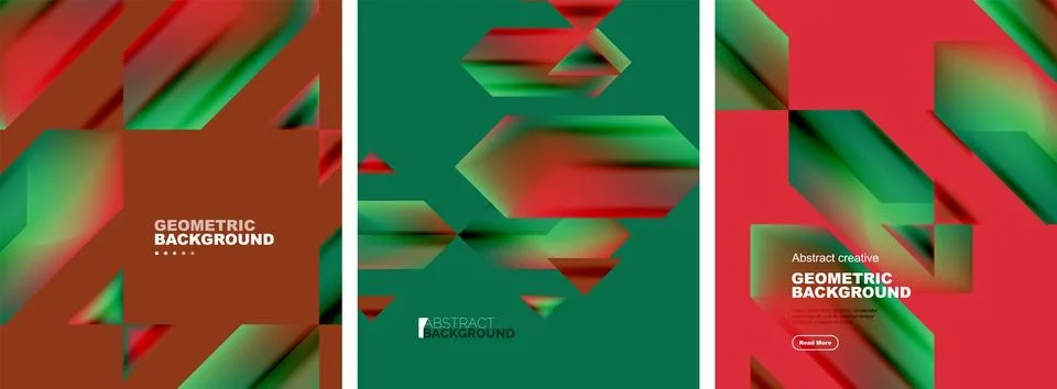 Set of abstract backgrounds. Overlapping geometric elements composition. Vector Stock Illustration