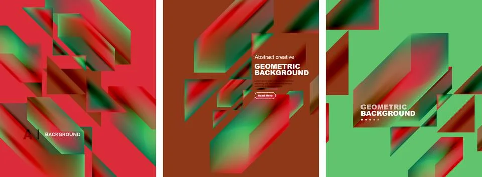 Set of abstract backgrounds. Overlapping geometric elements composition. Vector Stock Illustration