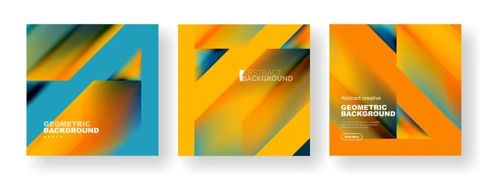 Set of abstract backgrounds. Overlapping geometric elements composition. Vector Stock Illustration