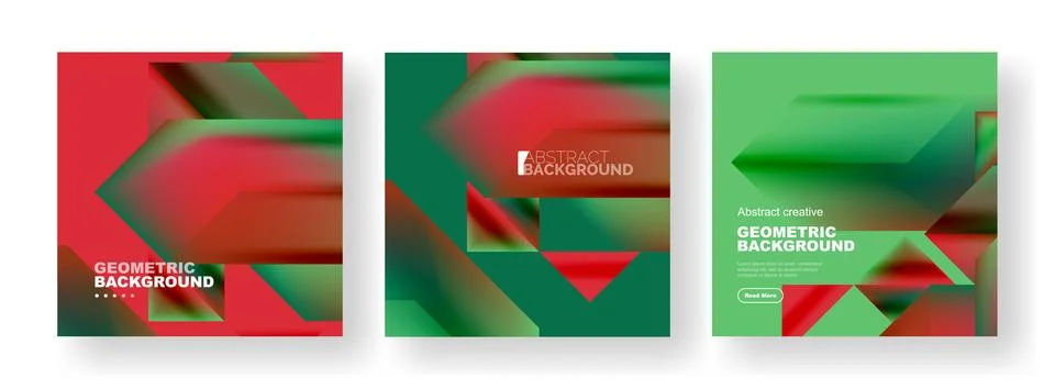 Set of abstract backgrounds. Overlapping geometric elements composition. Vector Illustrazione stock