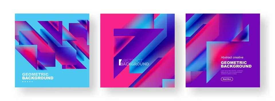 Set of abstract backgrounds. Overlapping geometric elements composition. Vector Illustrazione stock