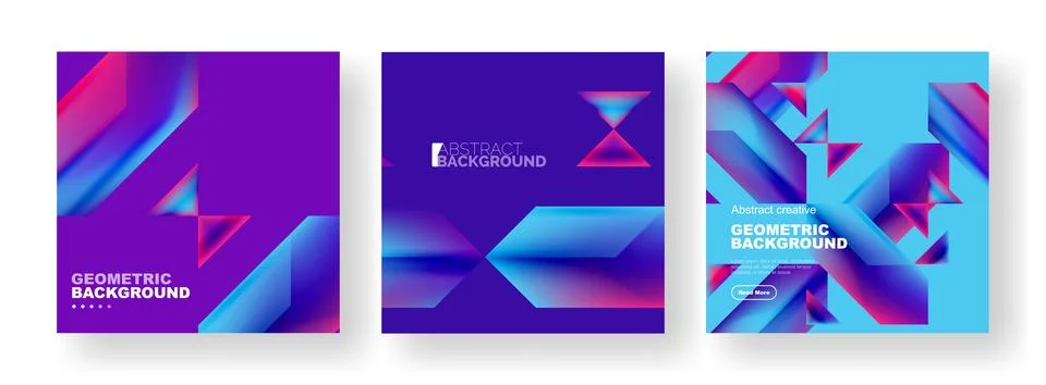 Set of abstract backgrounds. Overlapping geometric elements composition. Vector Illustrazione stock