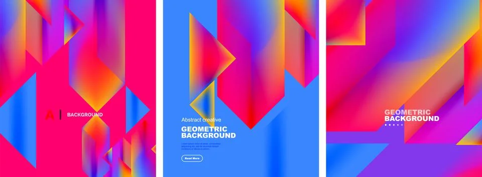 Set of abstract backgrounds. Overlapping geometric elements composition. Vector 스톡 일러스트