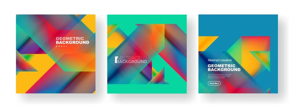 Set of abstract backgrounds. Overlapping geometric elements composition. Vector Stockillustratie