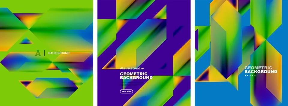 Set of abstract backgrounds. Overlapping geometric elements composition. Vector Illustrazione stock
