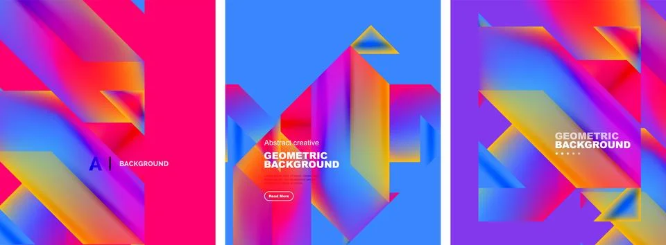 Set of abstract backgrounds. Overlapping geometric elements composition. Vector 스톡 일러스트