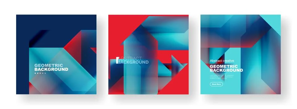 Set of abstract backgrounds. Overlapping geometric elements composition. Vector Illustrazione stock