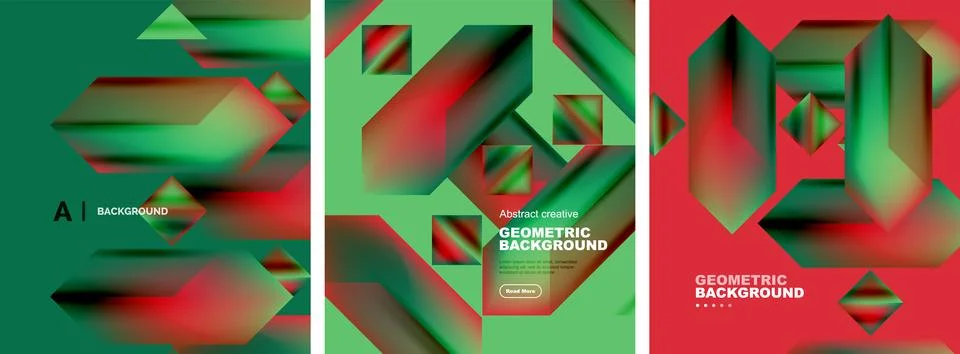 Set of abstract backgrounds. Overlapping geometric elements composition. Vector Stock Illustration