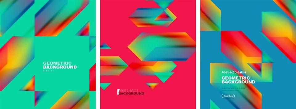 Set of abstract backgrounds. Overlapping geometric elements composition. Vector Illustrazione stock