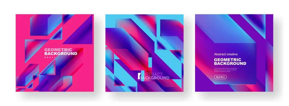 Set of abstract backgrounds. Overlapping geometric elements composition. Vector Illustrazione stock