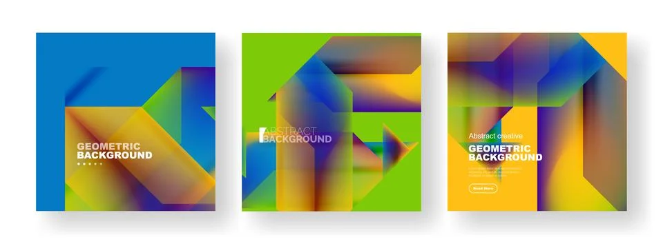 Set of abstract backgrounds. Overlapping geometric elements composition. Vector Stock Illustration