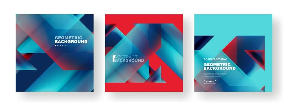Set of abstract backgrounds. Overlapping geometric elements composition. Vector Stock Illustration