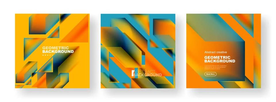 Set of abstract backgrounds. Overlapping geometric elements composition. Vector Stock Illustration