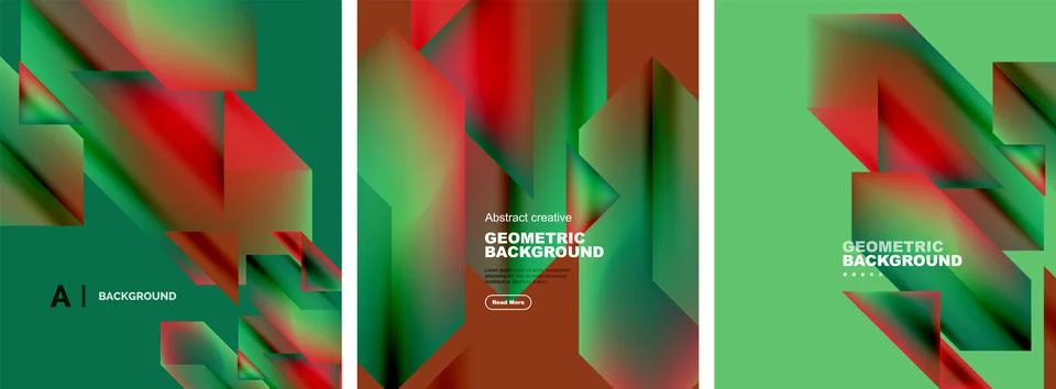 Set of abstract backgrounds. Overlapping geometric elements composition. Vector Stock Illustration