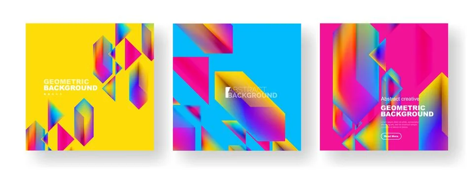Set of abstract backgrounds. Overlapping geometric elements composition. Vector 스톡 일러스트