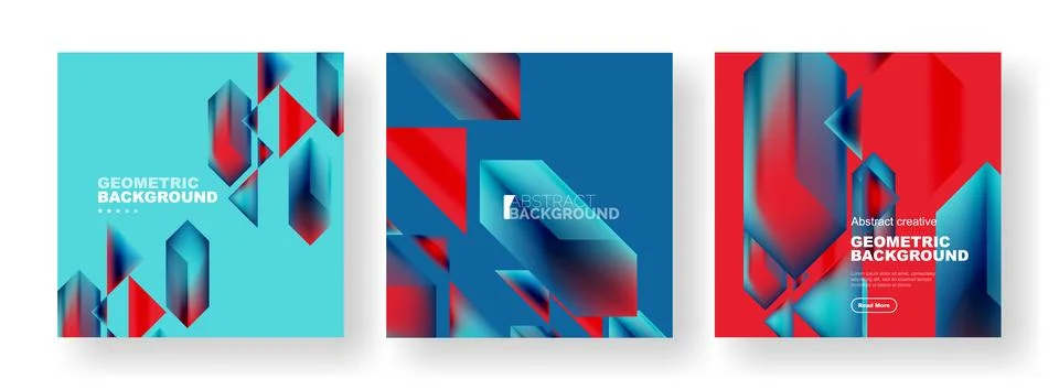 Set of abstract backgrounds. Overlapping geometric elements composition. Vector Stock Illustration