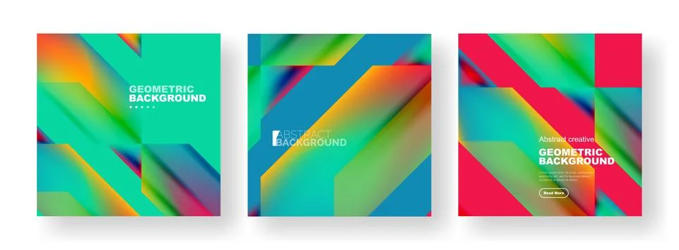 Set of abstract backgrounds. Overlapping geometric elements composition. Vector Stock Illustration